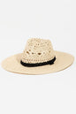 Fame Openwork Lace Detail Wide Brim Hat - KevRow5760