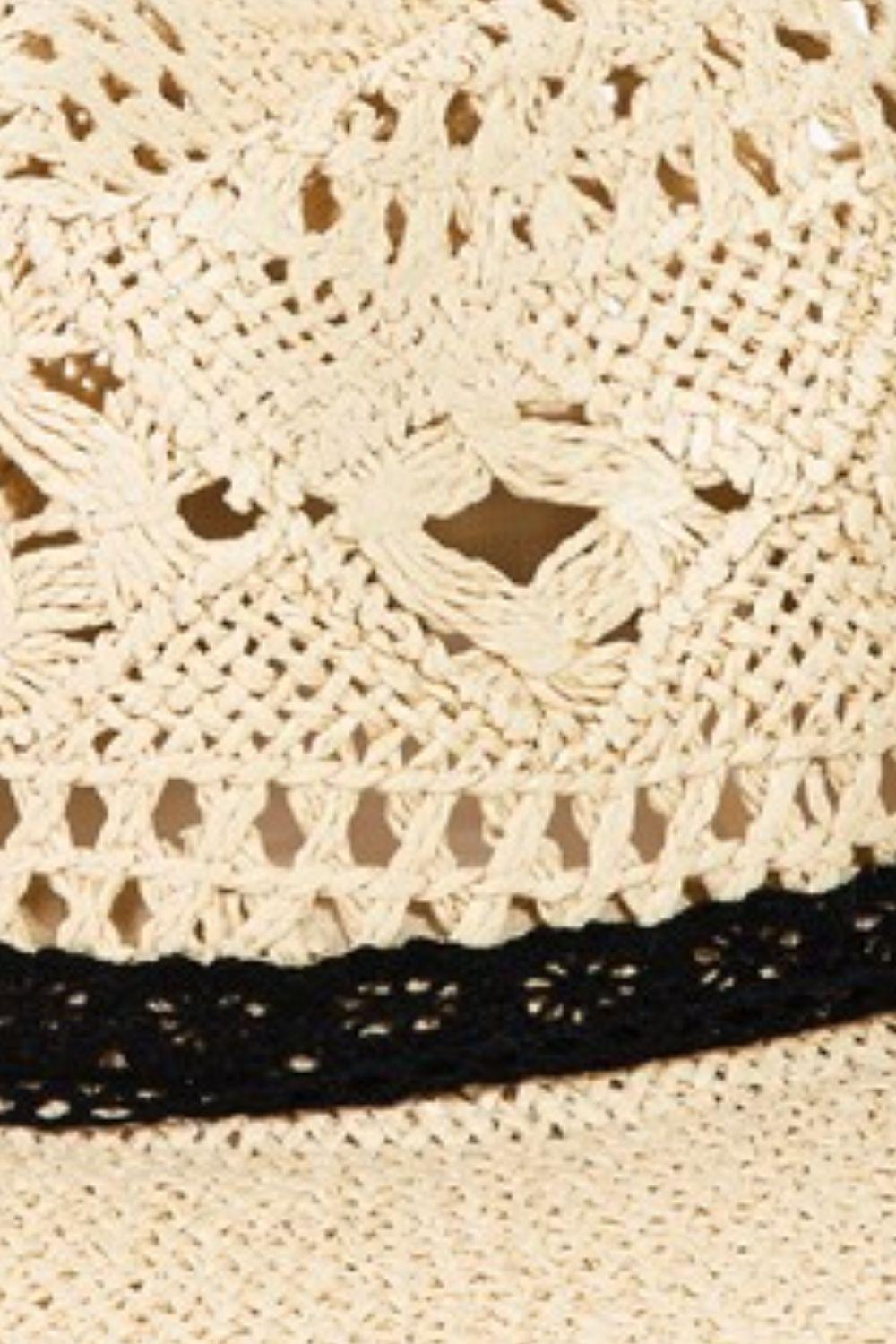 Fame Openwork Lace Detail Wide Brim Hat - KevRow5760