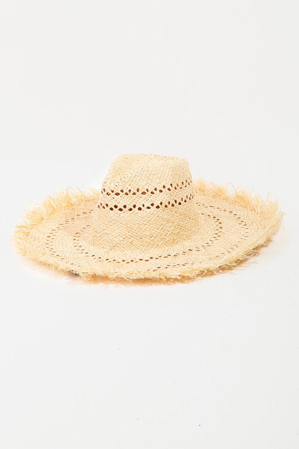 Fame Openwork Raw Hem Weave Hat - KevRow5760