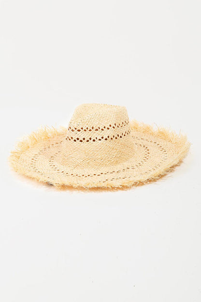 Fame Openwork Raw Hem Weave Hat - KevRow5760