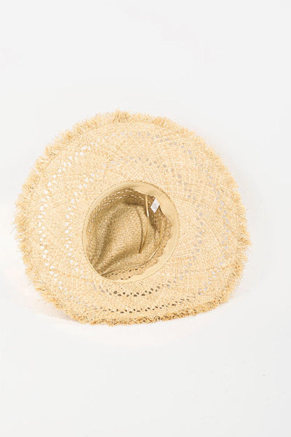 Fame Openwork Raw Hem Weave Hat - KevRow5760