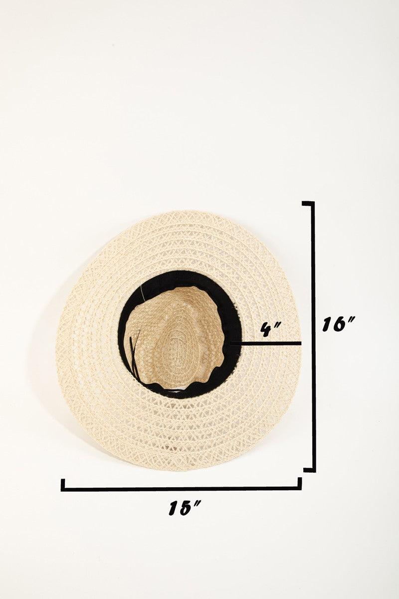 Fame Wide Brim Straw Weave Sun Hat - KevRow5760