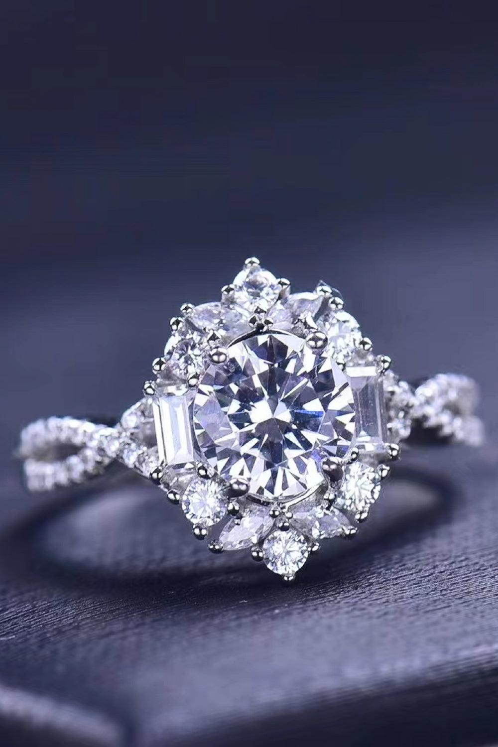 Floral 2 Carat Moissanite Crisscross Ring - KevRow5760