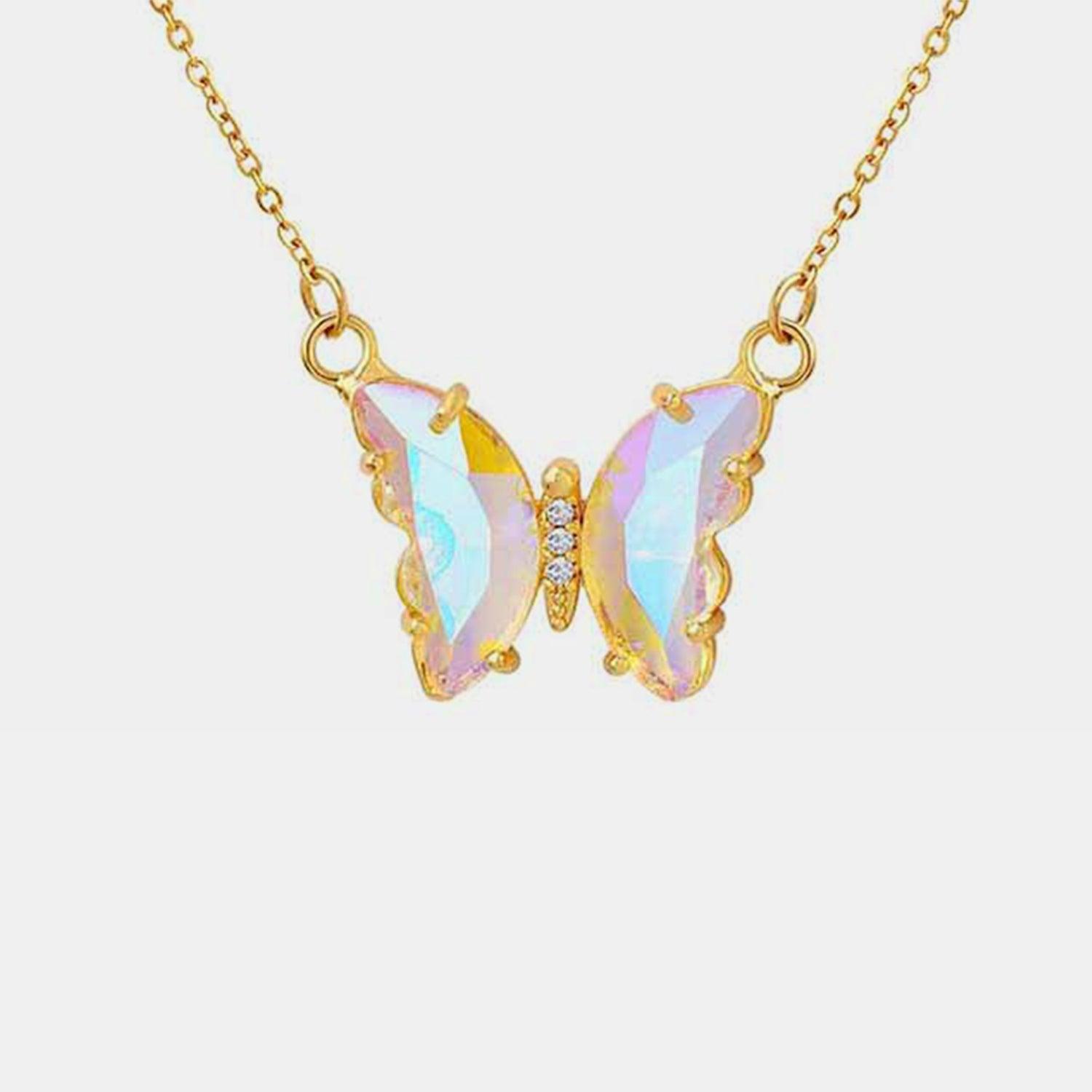 Gold-Plated Butterfly Pendant Necklace - KevRow5760