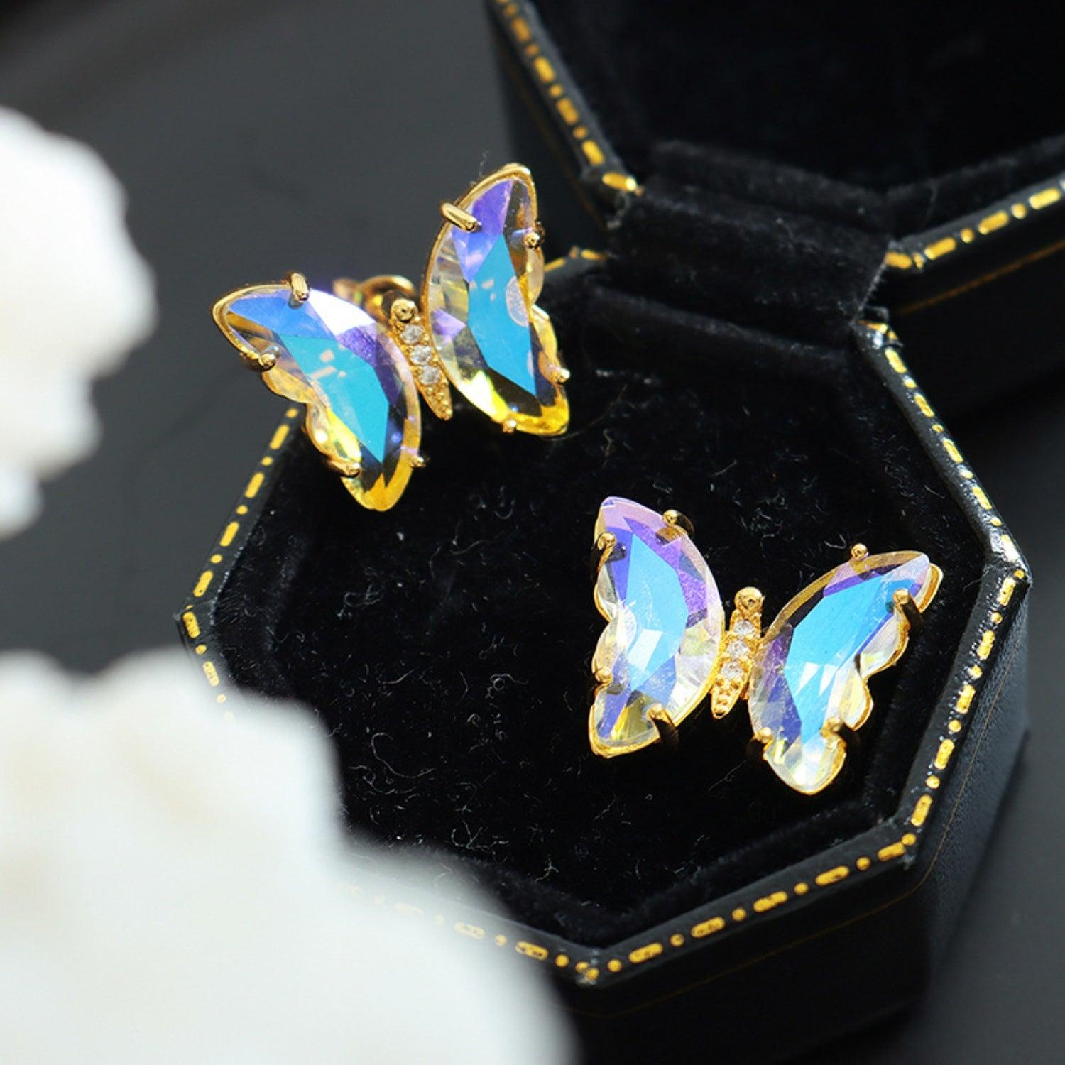 Gold-Plated Butterfly Stud Earrings - KevRow5760