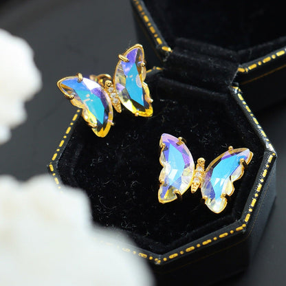 Gold-Plated Butterfly Stud Earrings - KevRow5760