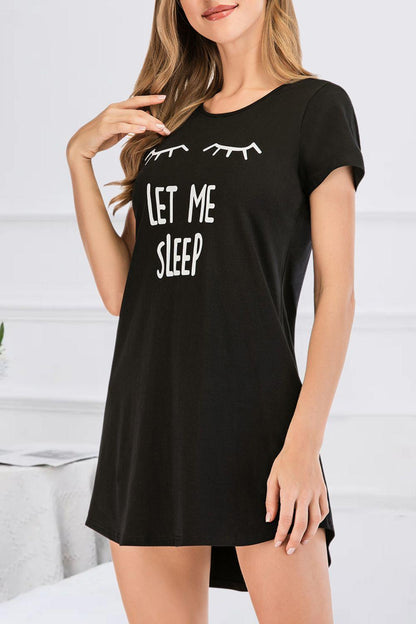 Graphic Round Neck Short Sleeve Lounge Dress - KevRow5760