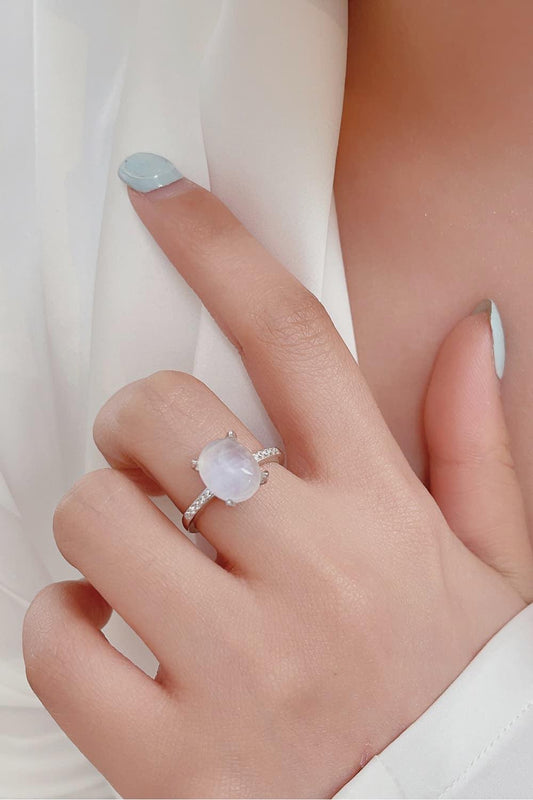 High Quality Natural Moonstone 925 Sterling Silver Side Stone Ring - KevRow5760