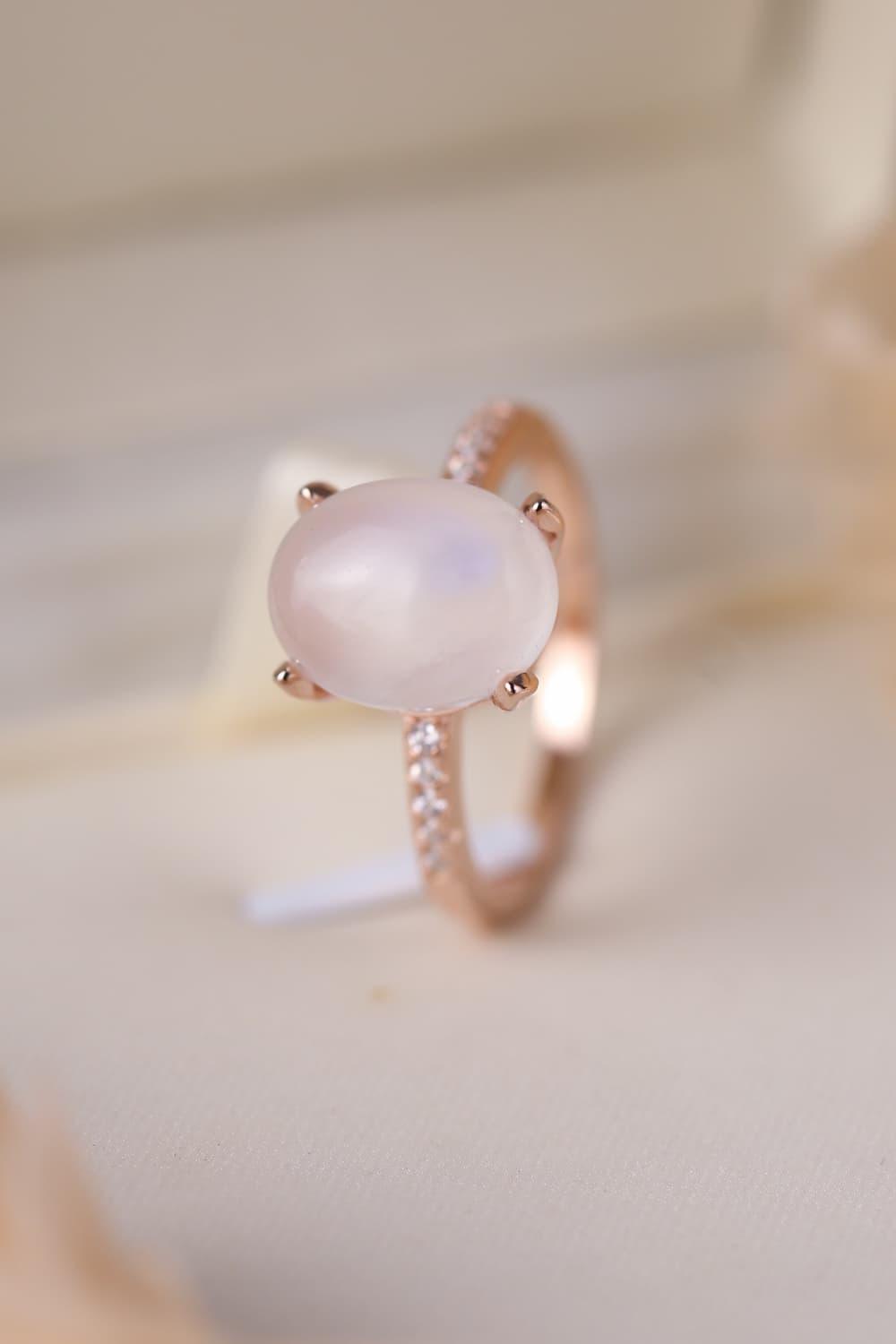 High Quality Natural Moonstone 925 Sterling Silver Side Stone Ring - KevRow5760