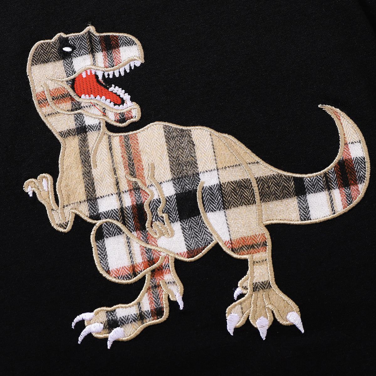 Kids Dinosaur Graphic Tee and Plaid Shorts Set - KevRow5760