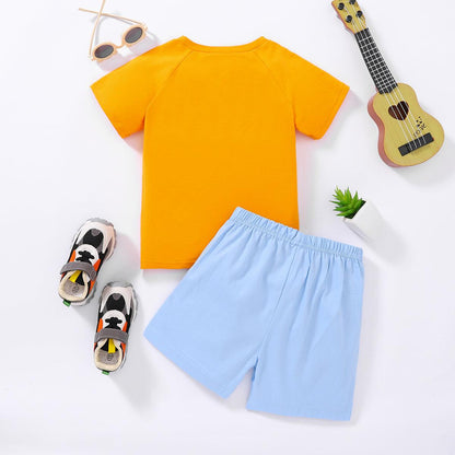 Kids Graphic Raglan Sleeve Tee and Shorts Set - KevRow5760