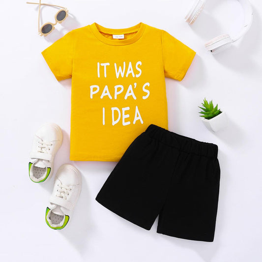 Kids IT WAS PAPA'S IDEA Graphic Tee and Shorts Set - KevRow5760