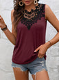 Lace Detail Heathered Tank - KevRow5760