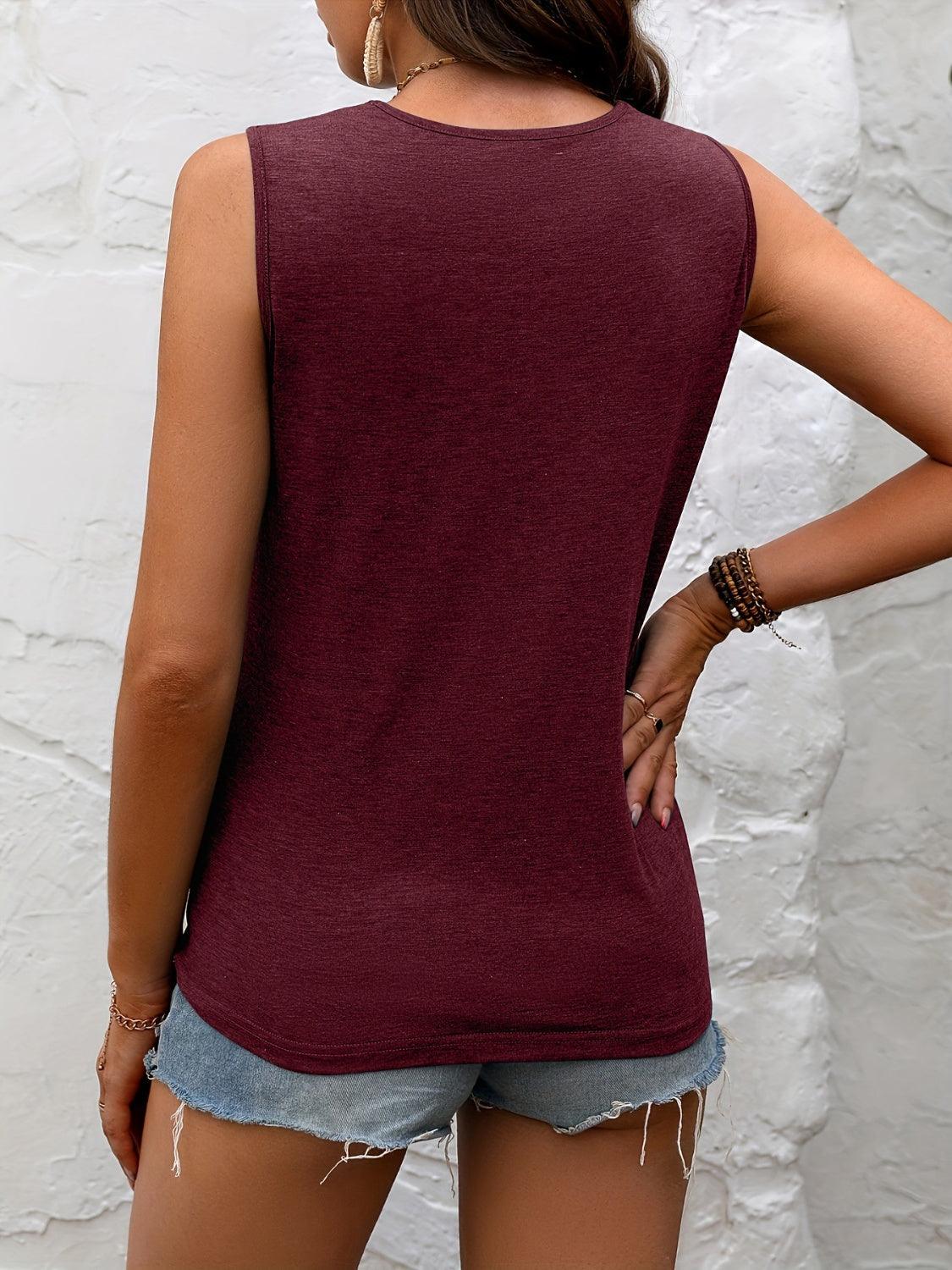 Lace Detail Heathered Tank - KevRow5760