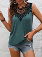 Lace Detail Heathered Tank - KevRow5760