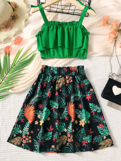 Layered Cami and Floral Skirt Set - KevRow5760