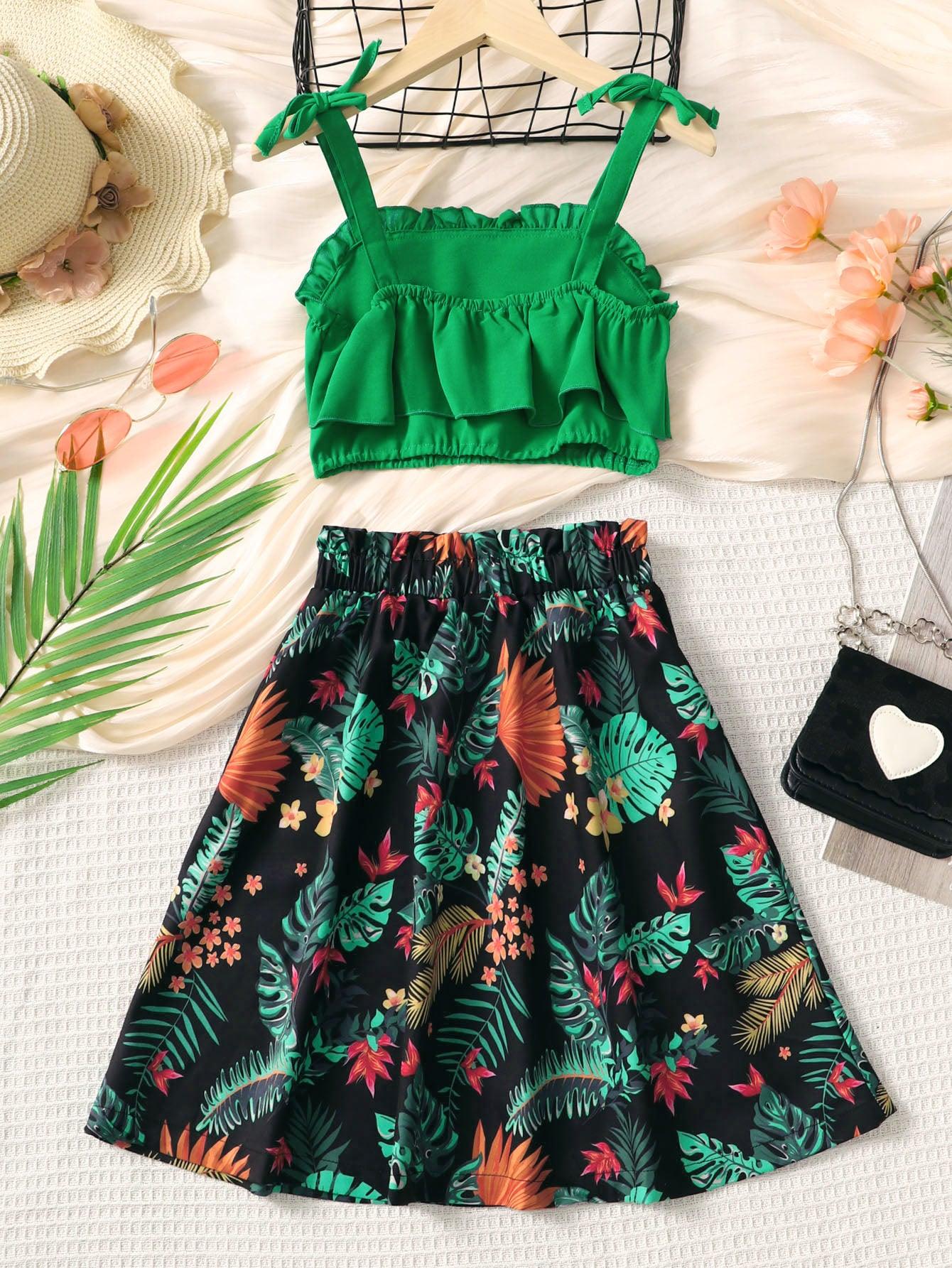 Layered Cami and Floral Skirt Set - KevRow5760