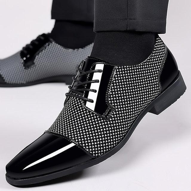 Men's Oxfords Derby Shoes Leatherette Loafers Business Casual Wedding Party & Evening PU Breathable Elastic Band Black Blue Grey Summer Spring - KevRow5760