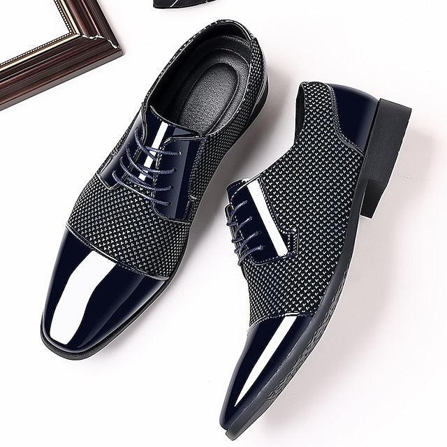 Men's Oxfords Derby Shoes Leatherette Loafers Business Casual Wedding Party & Evening PU Breathable Elastic Band Black Blue Grey Summer Spring - KevRow5760