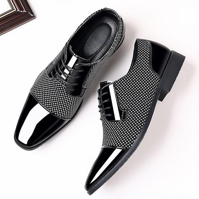 Men's Oxfords Derby Shoes Leatherette Loafers Business Casual Wedding Party & Evening PU Breathable Elastic Band Black Blue Grey Summer Spring - KevRow5760