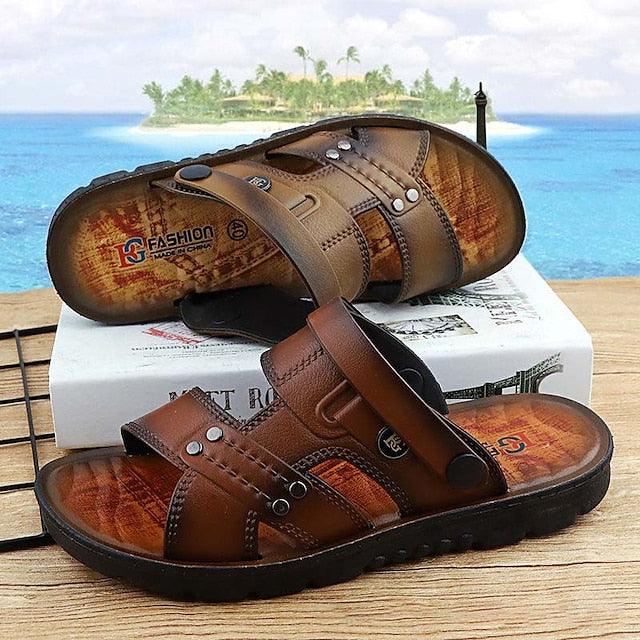 Men's Sandals Slippers Beach Slippers Comfort Sandals Walking Casual Beach Daily Beach PVC Waterproof Breathable Comfortable Loafer Brown khaki Summer - KevRow5760