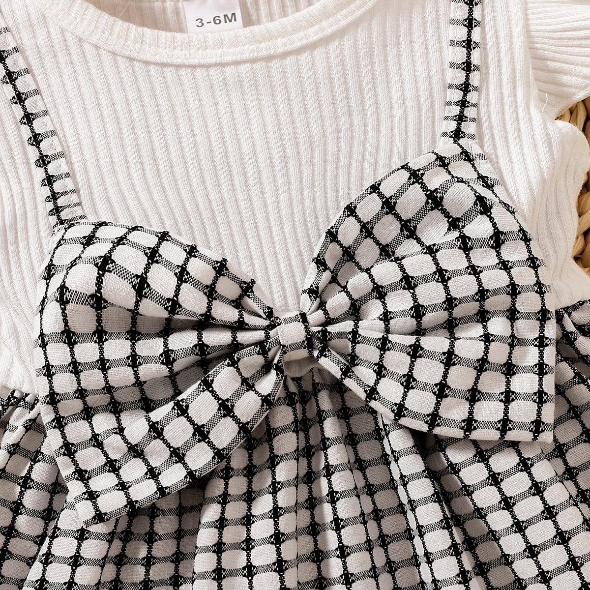 Plaid Bow Detail Round Neck Dress - KevRow5760