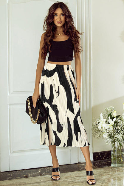 Printed Elastic Waist Skirt - KevRow5760