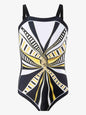 Printed Square Neck One-Piece Swimwear - KevRow5760