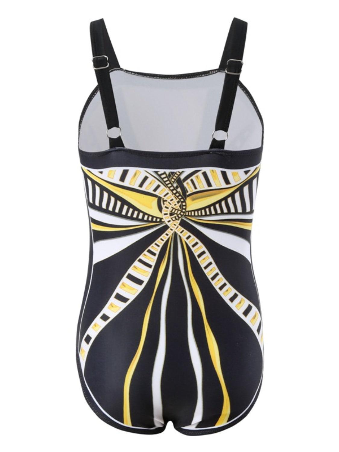 Printed Square Neck One-Piece Swimwear - KevRow5760