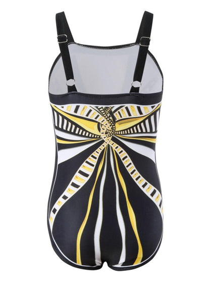 Printed Square Neck One-Piece Swimwear - KevRow5760