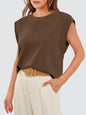 Round Neck Cap Sleeve Tank - KevRow5760