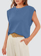 Round Neck Cap Sleeve Tank - KevRow5760