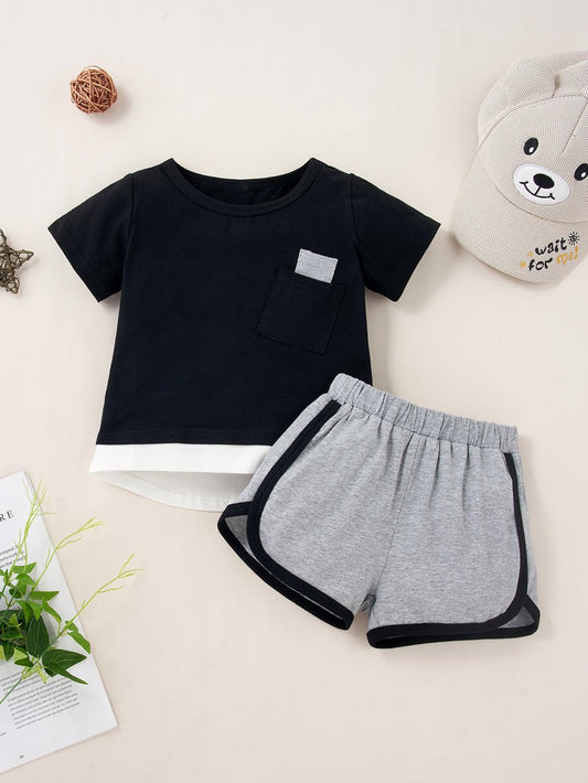 Round Neck Short Sleeve T-Shirt and Shorts Set - KevRow5760