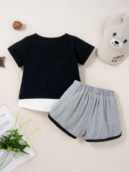 Round Neck Short Sleeve T-Shirt and Shorts Set - KevRow5760