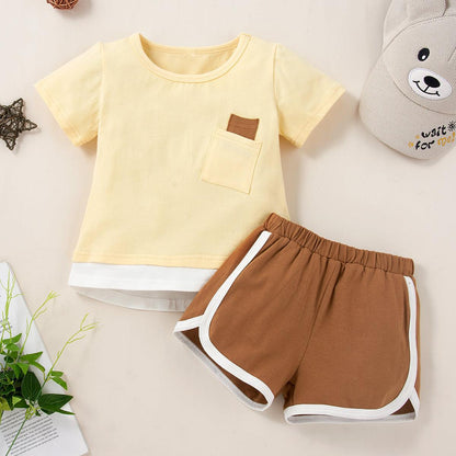 Round Neck Short Sleeve T-Shirt and Shorts Set - KevRow5760