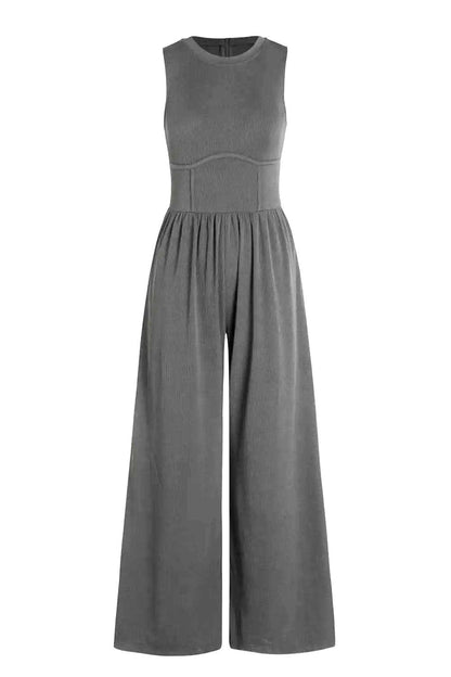 Round Neck Sleeveless Jumpsuit with Pockets - KevRow5760