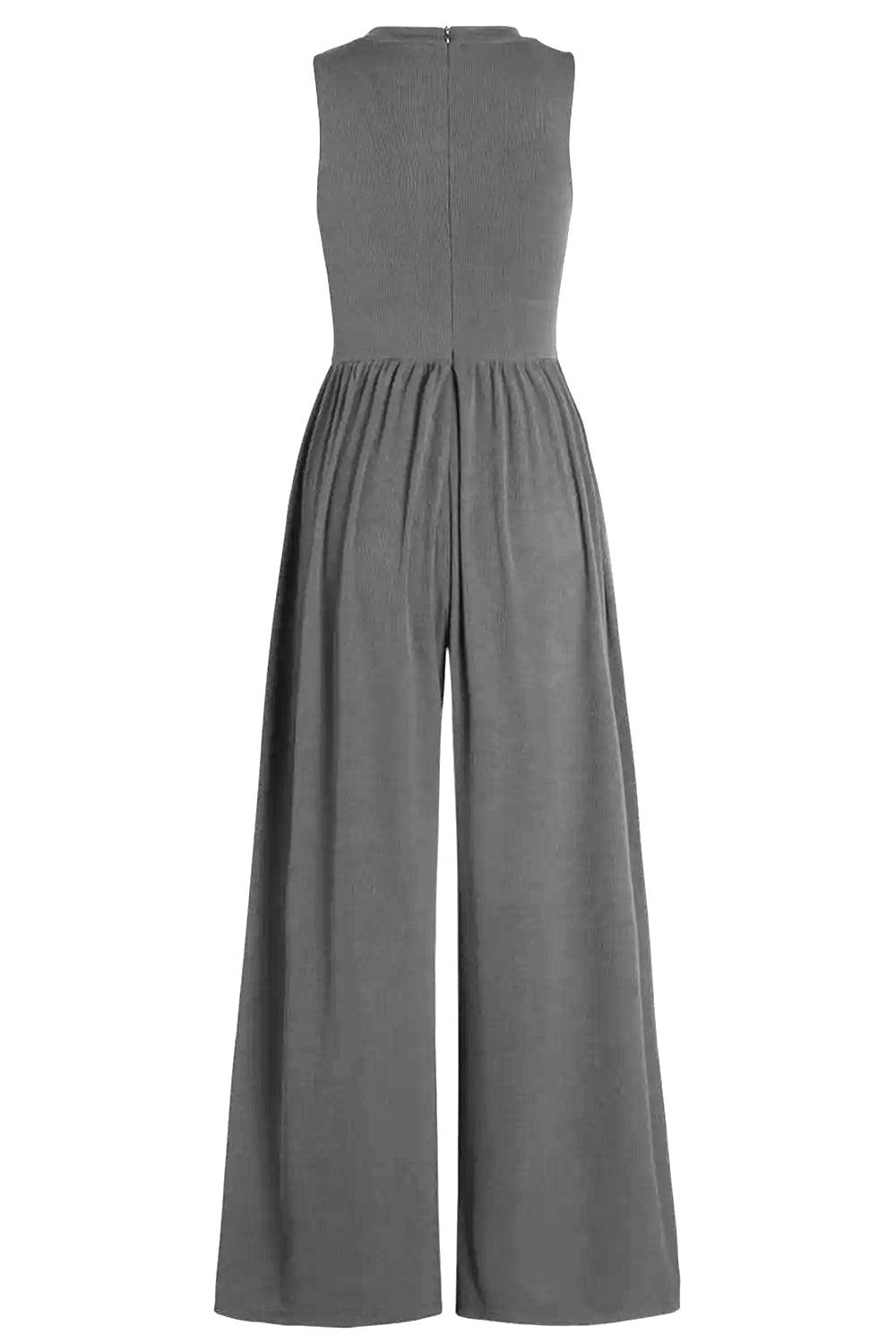 Round Neck Sleeveless Jumpsuit with Pockets - KevRow5760