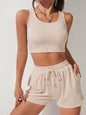 Scoop Neck Wide Strap Top and Drawstring Shorts Set - KevRow5760