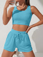 Scoop Neck Wide Strap Top and Drawstring Shorts Set - KevRow5760