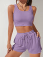 Scoop Neck Wide Strap Top and Drawstring Shorts Set - KevRow5760