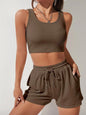 Scoop Neck Wide Strap Top and Drawstring Shorts Set - KevRow5760