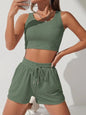 Scoop Neck Wide Strap Top and Drawstring Shorts Set - KevRow5760