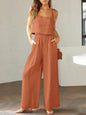 Square Neck Top and Wide Leg Pants Set - KevRow5760