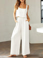 Square Neck Top and Wide Leg Pants Set - KevRow5760