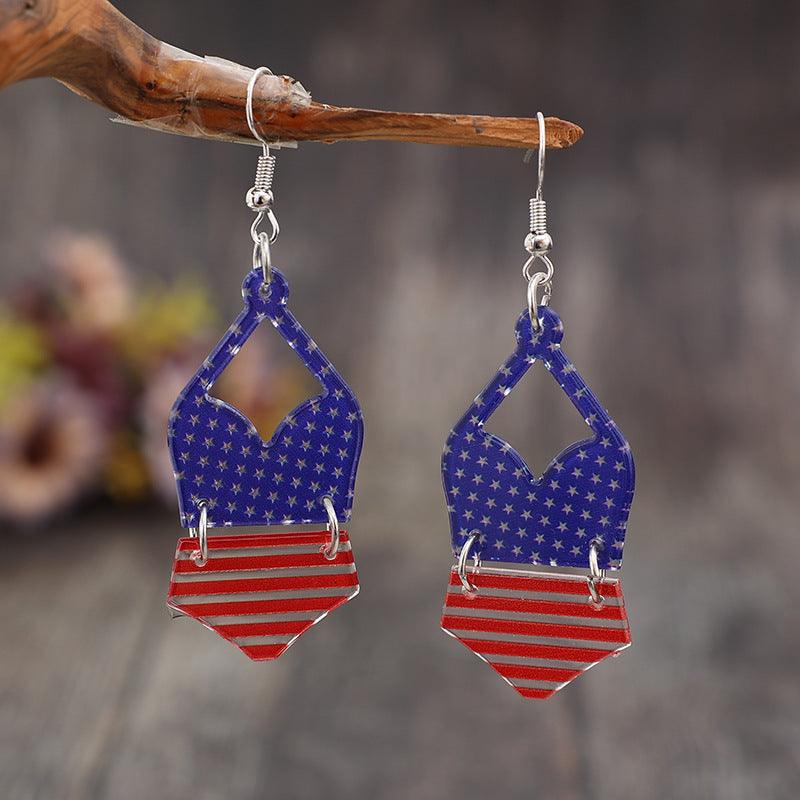 US Flag Pattern Acrylic Earrings - KevRow5760