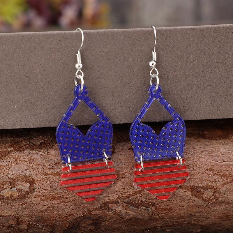 US Flag Pattern Acrylic Earrings - KevRow5760