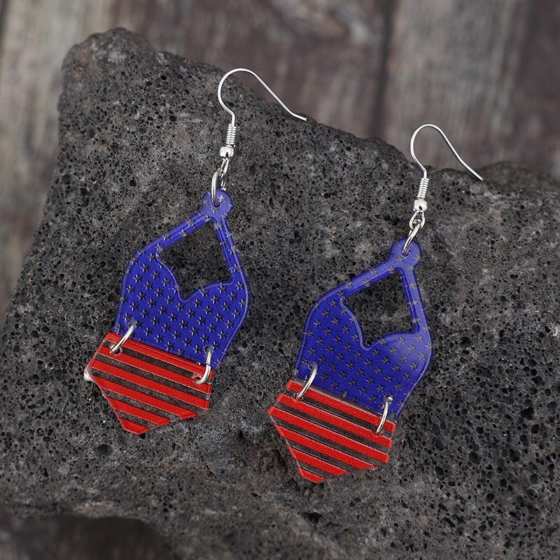 US Flag Pattern Acrylic Earrings - KevRow5760