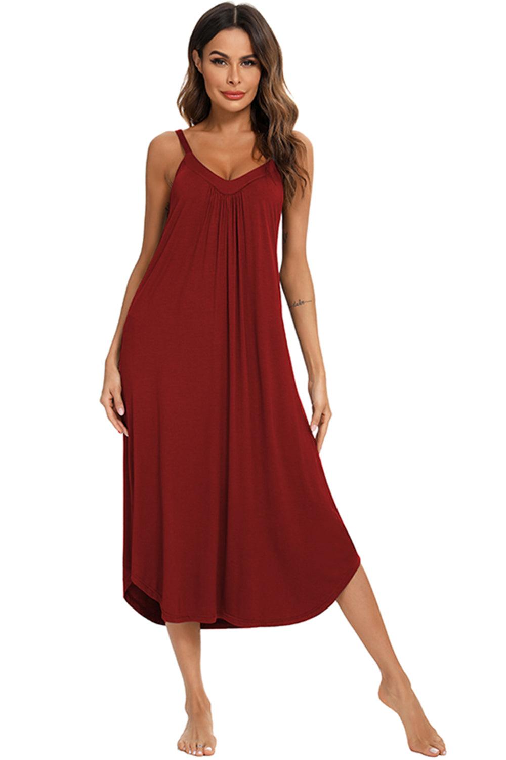 V-Neck Midi Lounge Dress - KevRow5760