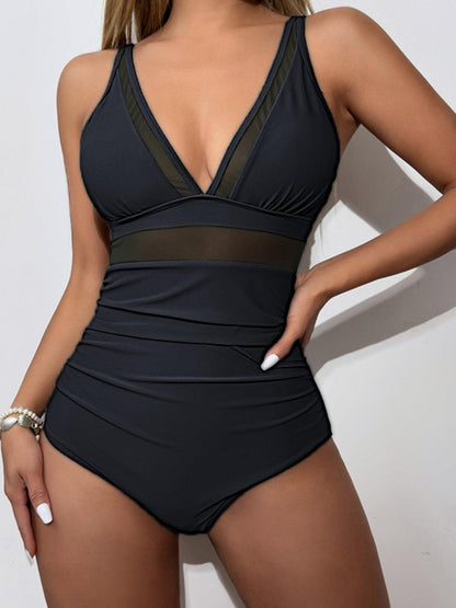 V-Neck One-Piece Swimwear - KevRow5760