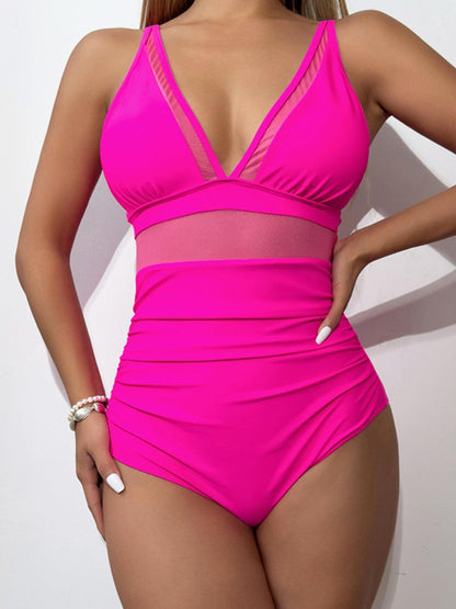 V-Neck One-Piece Swimwear - KevRow5760